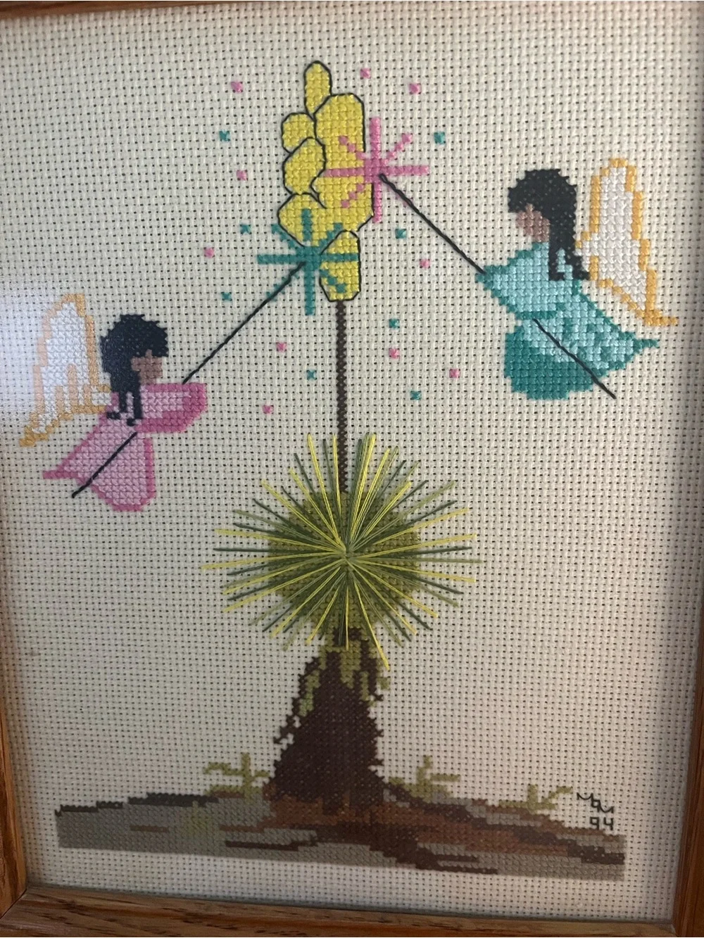 Vintage Ted DeGrazia “The Lord’s Candle” & “Angel Ocotillo” Needlework Pair